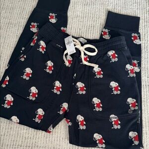 American Eagle Outfitters Black Lounge Joggers with Snoopy Heart Print